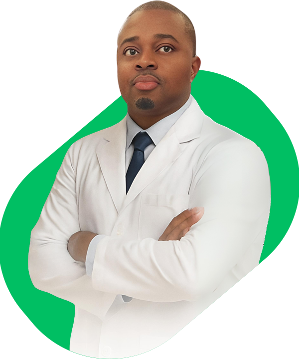 doctor in functional medicine and metabolic health wearing a white coat with blue necktie